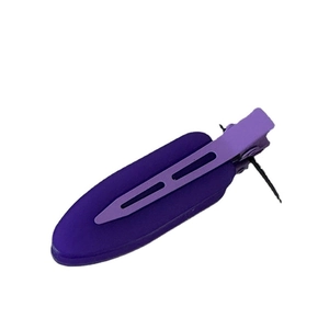 Minimalist matte purple seamless hair clip with elegant color-block duckbill design