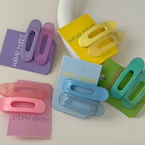 Lot de barrettes à cheveux ovales en plastique crème pastel, finitions mates et translucides