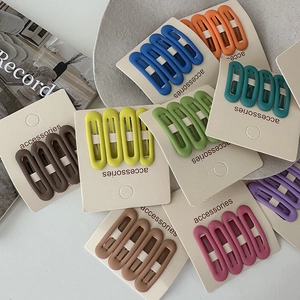 Set of 4 matte oval BB hair clips in sweet macaron cream colors for women styling