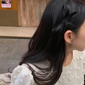 Fermagli per Capelli in Satin con Fiocco Stile Francese per Donna Elegante Tinta Unita Grande Fiocco Barrettes Accessori per Capelli