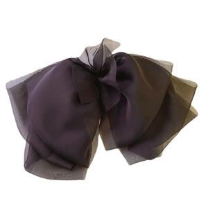 Elegant deep purple multilayer chiffon bow hair clip with ethereal organza fabric for women