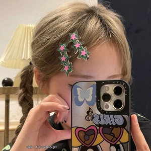 Pinces à cheveux étoiles en acrylique rose et vert, style Y2K pour jeunes filles