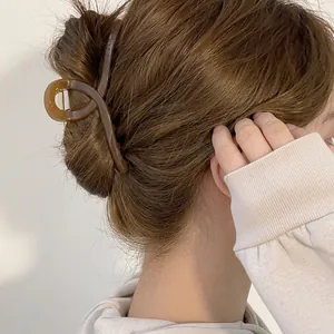 Pinza per capelli 14cm color ambra marrone extra large per acconciature da donna