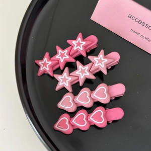 Set de barrettes Y2K roses et blanches en forme d'étoile et de cœur pour femme
