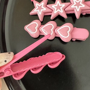 Lot de barrettes Y2K roses en forme d'étoile et de cœur avec pinces crocodiles en métal