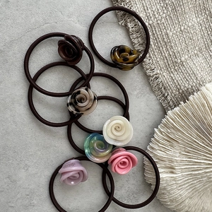 Set di sette elastici per capelli a forma di rosa in stile coreano ad alta elasticità