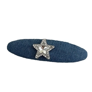 Haarspange aus Denim mit blauem Stoff und glitzernden Strasssteinen für Damen
