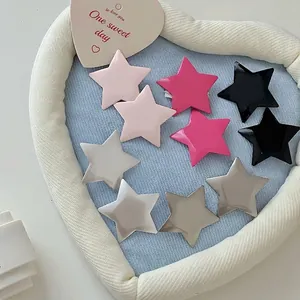 Y2K Cute Star Hair Clips For Women Girls Handmade Alloy Pentagram Star Duckbill Side Clips Sweet Style Hair Accessories