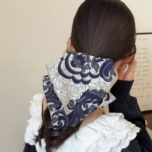Vintage Paisley Print Large Hair Scrunchie Satin Satin Like Scarf Ponytail Holder For Women Elegant Hair Accessories