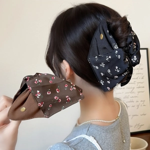 French Minimalist Cloth Floral Bow Shark Clip Elegant Triangle Hair Claw Large Hair Accessory For Women Styling