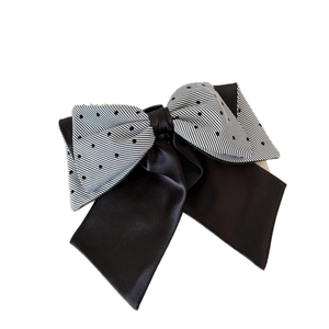 Chic multi-layered striped and polka dot ribbon bow hair claw clip for elegant hairstyles