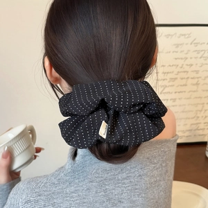 Vintage Polka Dot Large Scrunchie For Women Elegant Fabric Hair Tie High Elasticity Handmade Label Hair Accessories