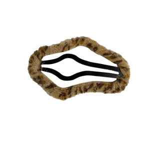 Plush leopard print hair clip with black metal BB clip base for women and girls