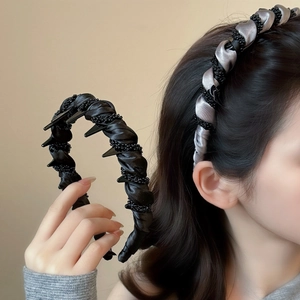 Serre-tête en Satin Torsadé avec Perles pour Femmes Antidérapant avec Dents Style Coréen Élégant Accessoires Cheveux