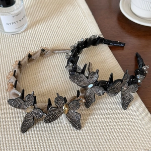 Serre-tête Élégant Papillon 3D avec Strass Fait à la Main Serre-tête en Tissu Accessoires Cheveux Étincelants pour Femme Fête Bijoux