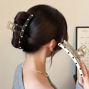 Vintage Polka Dot Large Hair Claw Clip French Style Acetate Shark Clip For Women Elegant Back Head Hair Accessory
