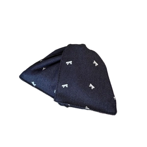 Navy blue denim shark hair claw clip with white butterfly embroidery for women