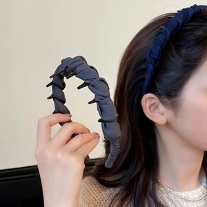 Cerchietto Avvolto in Tessuto Stile Coreano Con Denti Antiscivolo Fascia per Capelli Plissettata Per Donna Accessori Quotidiani