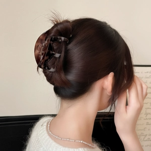Grande pince à cheveux élégante en écaille de tortue, accessoire de coiffure coréen