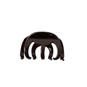 Pince à cheveux minimaliste marron foncé brillant avec design incurvé à cinq dents