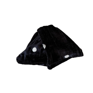 Elegant black velvet shark hair clip with white polka dots for women autumn winter style