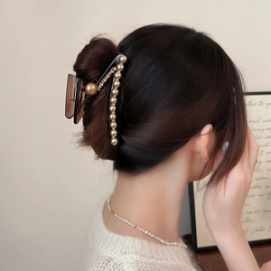 Elegante molletta per capelli a forma di Z con perle e strass per acconciature donna