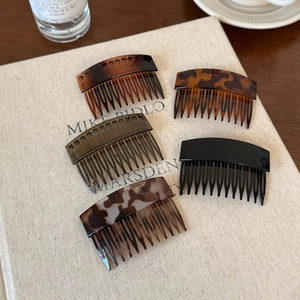 Set of 5 minimalist tortoiseshell hair side combs for women in various retro colors