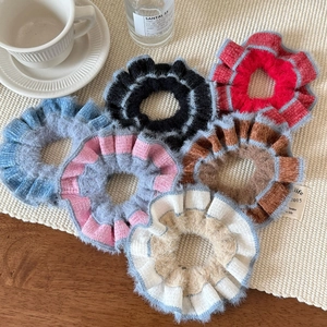 Handmade knitted scrunchies in 6 Morandi colors for autumn winter hair styling