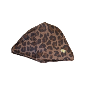 Leopard print plush triangle hair claw clip with wings gold label for women