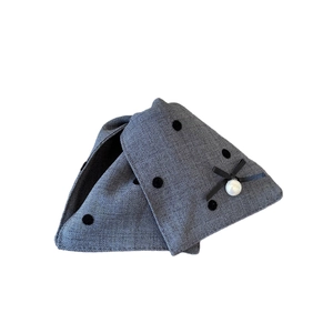 Elegant grey polka dot triangular hair clip with black bow and pearl detail for women
