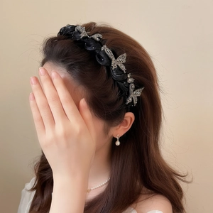 Schmetterling Strass Stirnband Für Damen Glänzender Kristall Eleganter Geflochtener Haarreif Mit Rutschfesten Zähnen Mode Haarschmuck