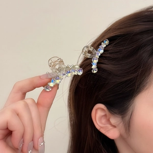 Small Rhinestone Hair Claw Clips Transparent Resin Crystal Hairpins Korean Minimalist Bangs Side Clips Women Hair Accessories