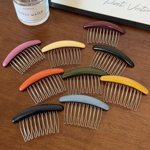 Peigne à Cheveux en Métal Minimaliste Couleur de Bonbon Patch en Résine Barrette à Cheveux Peigne à Franges Latéral Élégant Accessoires de Coiffure pour Femmes