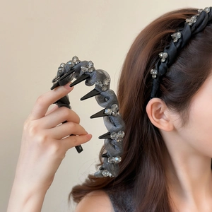 Mesh Wrapped Anti-Slip Headband With Rhinestones Elegant Fashion Hair Hoop For Women Daily Party Hair Accessories