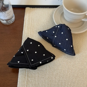Denim heart print triangle hair claw clips in navy and black for summer styling