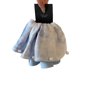 Pince à cheveux style peinture à l'huile bleue avec marbrures et perles élégantes
