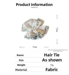 Detail specifications for lace striped fabric hair scrunchie with 17cm diameter size