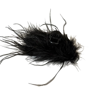 Large black ostrich feather hair claw clip for elegant updo hairstyles in sleek resin