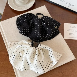 Lot de 2 pinces à cheveux à pois style français avec volants et étiquette dorée