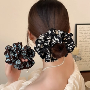 Lot de chouchous vintage français à fleurs avec pendentifs perles élégants