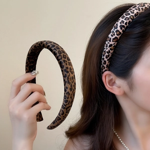 Leopard Print Velvet Sponge Headband Thickened Wide Padded Hair Band Retro Fashion Hair Hoop For Women Hair Accessories