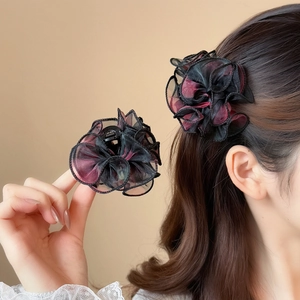 Élégante Petite Pince à Cheveux Fleur en Maille Pince Requin Douce Noeud Papillon Floral Accessoire Cheveux pour Femme Fête