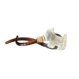 Barrette à cheveux exquise en acétate avec motif chiot et texture ambre élégante