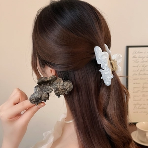 Acetate Cloud Heart Hair Claw Clip High End Elegant Marble Texture Shark Clip Non Slip Ponytail Holder Hair Accessories For Women