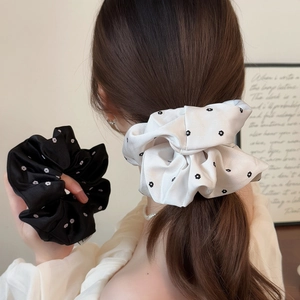 Elegante Scrunchie in Raso Con Stampa Floreale Grande Elastico Per Capelli Plissettato Stile Coreano Dolce Fascia Per Capelli Elastica Donna