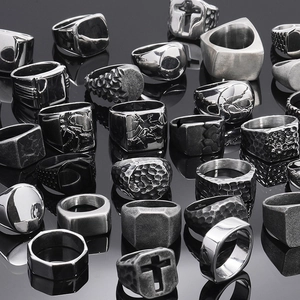 Industrieller Punk Edelstahl Ring Für Herren Minimalistischer Geometrischer Gehämmerter Siegelring Business Mode Schmuck Zubehör