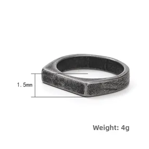 Detailsicht eines Titanstahlrings mit rechteckiger Fläche, 1.5mm Höhe und 4g Gewicht