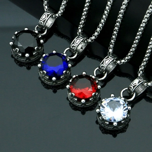 Vintage Stainless Steel Crown Zirconia Necklace Gothic Punk Jewelry For Men Women Crown Pendant Only Without Chain