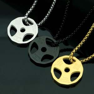 Collana con Ciondolo a Disco per Bilanciere Fitness Palestra Uomo Donna Citazioni Motivazionali Gioielli Sportivi in Acciaio al Titanio Regalo