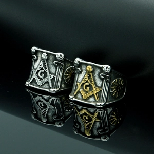 Anello Massonico In Acciaio Inossidabile Vintage Per Uomo Lettera G Compass Square Signet Ring Gioielli Biker Lucidati